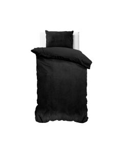 Velvet Uni Dekbedovertrek - Zwart - 140 x 220