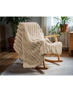 Rib Rabbit Fur Plaid Zand