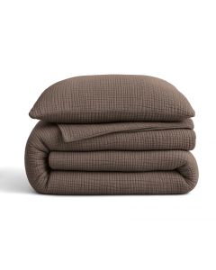 Lazy Dekbed Mousseline Met Kussenslopen - Donker Taupe - 140 x 200