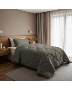 Lazy Dekbed Diamond Met Kussenslopen - Kaki - 140 x 200