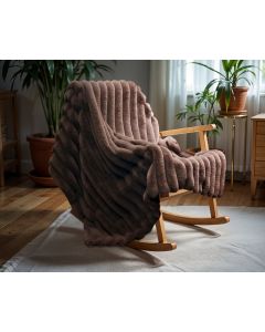 Rib Rabbit Fur Plaid Taupe